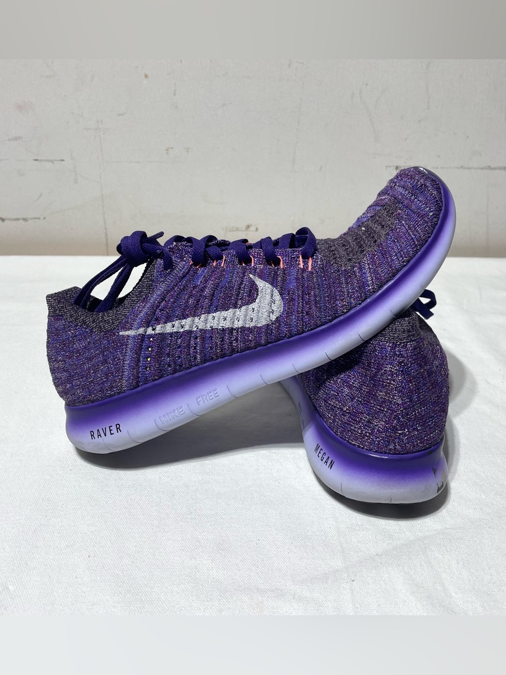 Nike Free RN Flyknit Running Shoes Women’s 9 Purple Personalized Megan